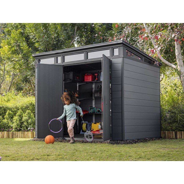 Keter Cortina 9x7 puutarhavaja, 277 × 218 × 226 cm, EVOTECH+, kaksilehtinen ovi