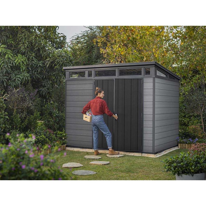 Keter Cortina 9x7 puutarhavaja, 277 × 218 × 226 cm, EVOTECH+, kaksilehtinen ovi