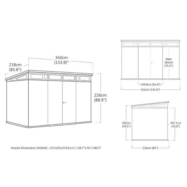 Keter Cortina 11x7 puutarhavaja, EVOTECH+, 340 × 218 × 226 cm