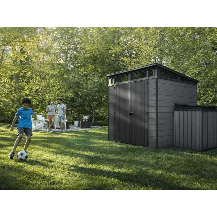 Keter Cortina 7x7 puutarhavaja, 214 × 218 × 226 cm, kaksilehtinen ovi