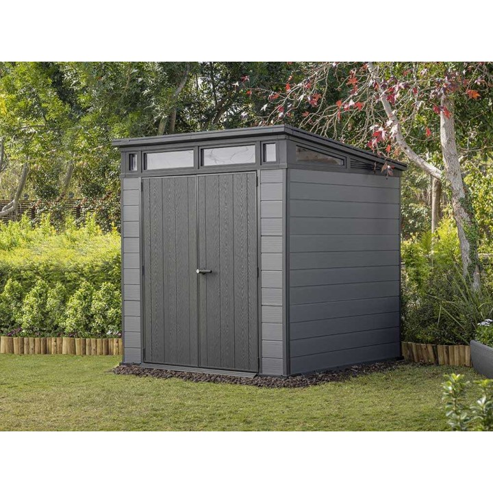 Keter Cortina 7x7 puutarhavaja, 214 × 218 × 226 cm, kaksilehtinen ovi