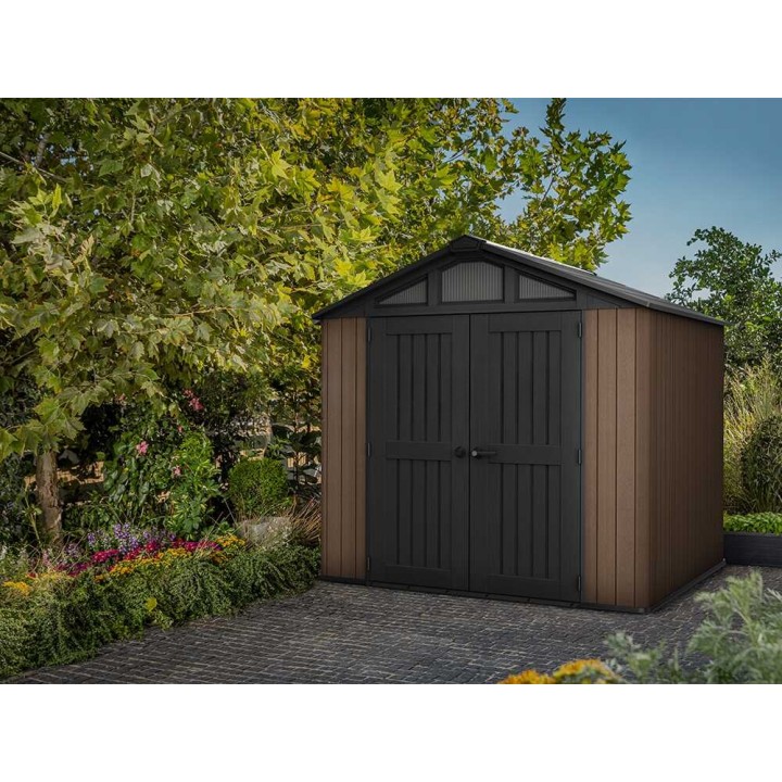 Keter Stronghold 8X8 puutarhavaja, 252 × 231 × 241 cm, kaksilehtinen ovi, PVC