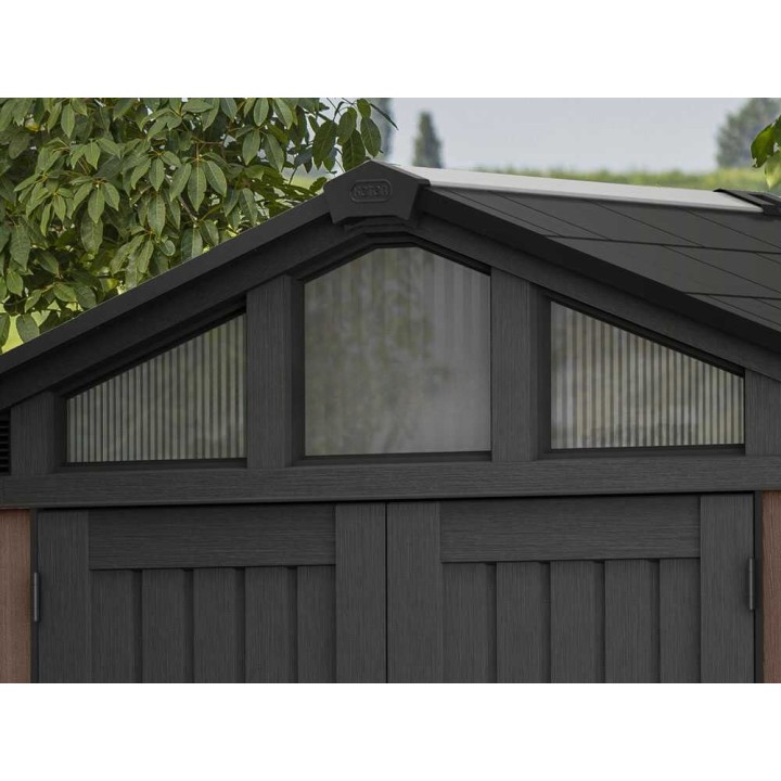 Keter Stronghold 8X8 puutarhavaja, 252 × 231 × 241 cm, kaksilehtinen ovi, PVC