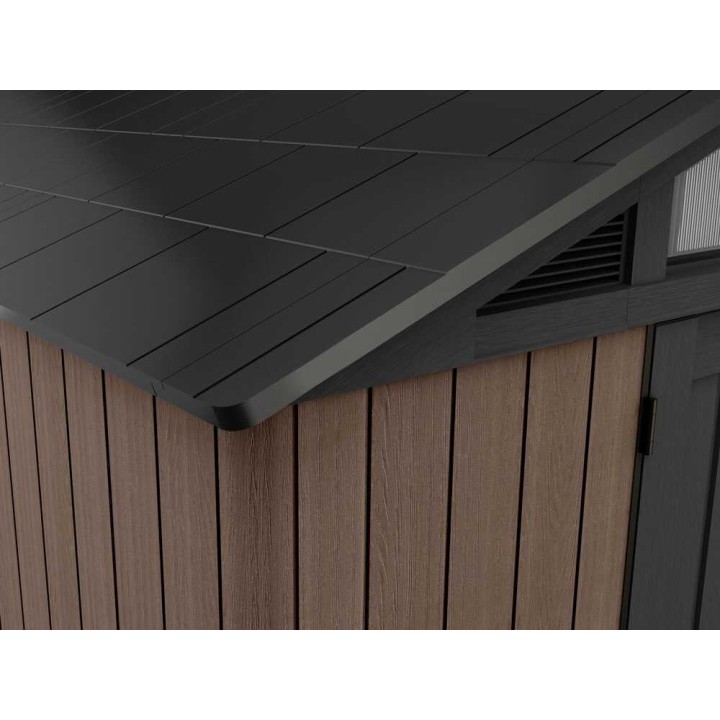 Keter Stronghold 8X8 puutarhavaja, 252 × 231 × 241 cm, kaksilehtinen ovi, PVC