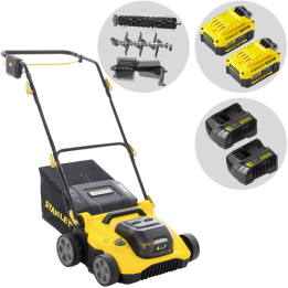 Stanley Fatmax SCOEP3801M2 QW akkukäyttöinen nurmikon ilmaaja 38 cm 2 18 V 4 Ah
