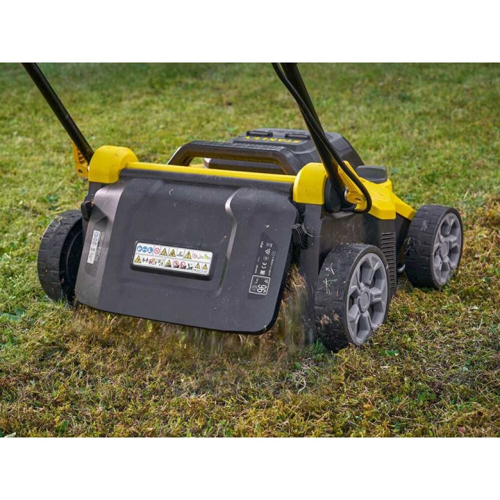 Stanley Fatmax SCOEP3801M2-QW akkukäyttöinen nurmikon ilmaaja, 38 cm, 2 × 18 V 4 Ah