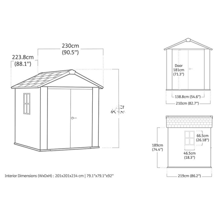 Keter Newton+ 757/775 puutarhavaja, PVC, 230 × 223,8 × 246 cm, harmaa