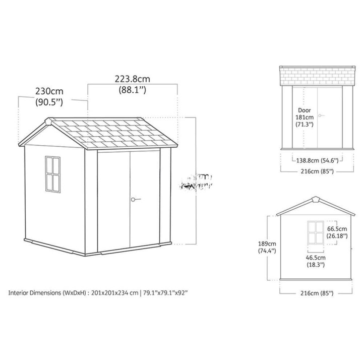 Keter Newton+ 757/775 puutarhavaja, PVC, 230 × 223,8 × 246 cm, harmaa
