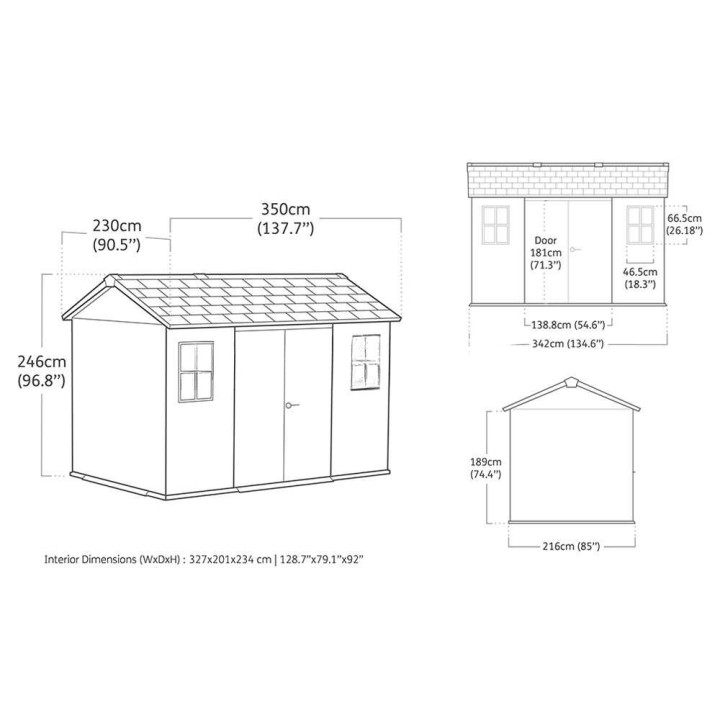 Keter Newton Plus 7511/1175 puutarhavaja, 230 × 350 × 246 cm, harmaa