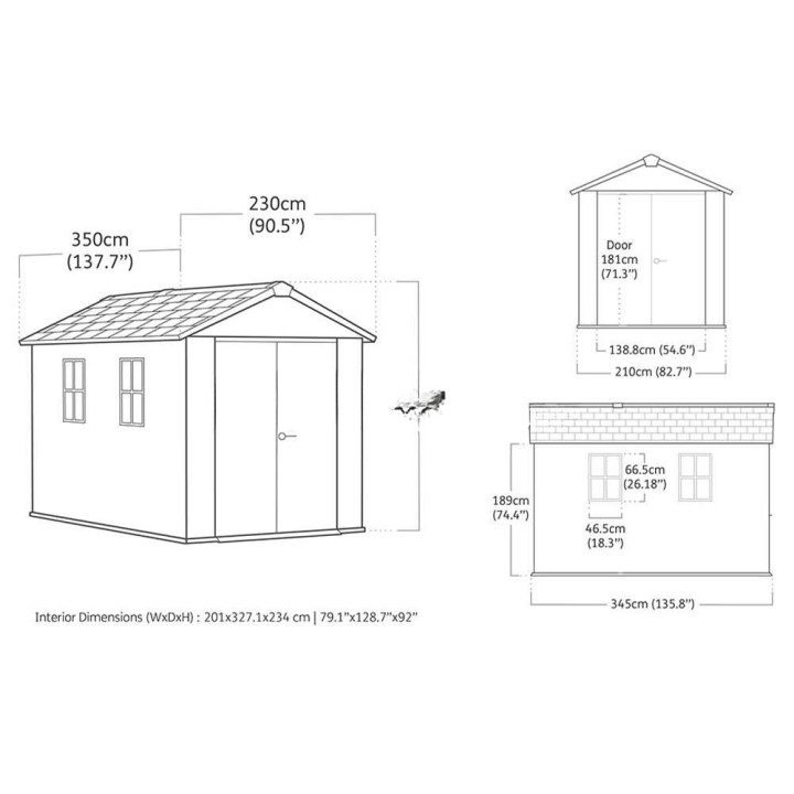 Keter Newton Plus 7511/1175 puutarhavaja, 230 × 350 × 246 cm, harmaa