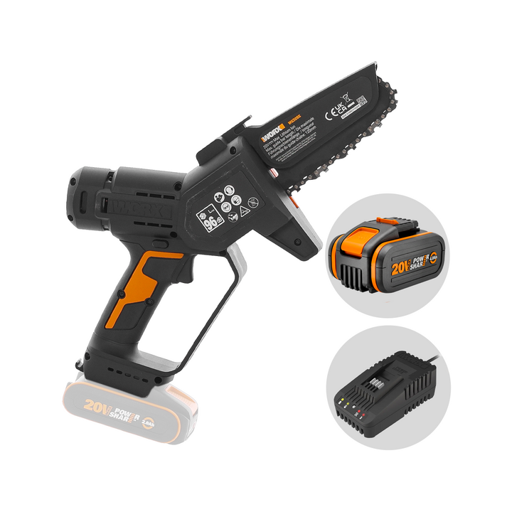 Worx WG326E akkukäyttöinen oksasaha 20 V 4 Ah 15 cm 120 mm