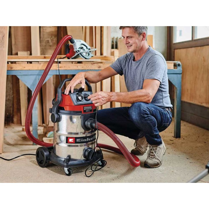 Einhell TE-VC 2580 SACL märkä-kuivaimuri, 1 100 W, 25 l, ruostumaton teräs