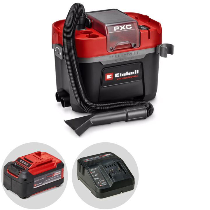 Einhell TP VC 18 10 Li BL akkuimuri 18 V 10 l 5 2 Ah akulla ja laturilla