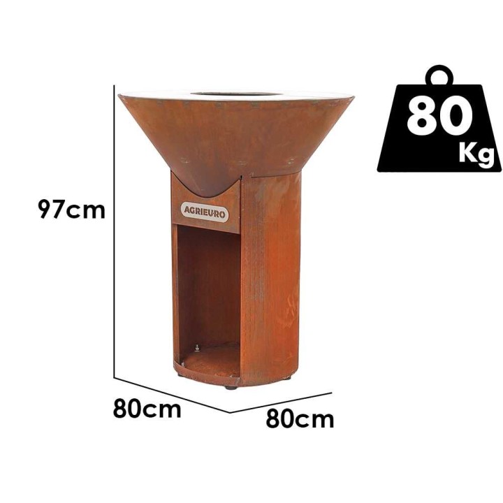Icon 80 puugrilli ja ulkotulisija, Corten-teräs, 4 272 cm²