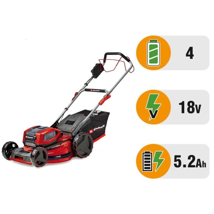 Einhell GP-CM 36/52 S Li BL akkuruohonleikkuri, 52 cm, 36 V, 4 akkua