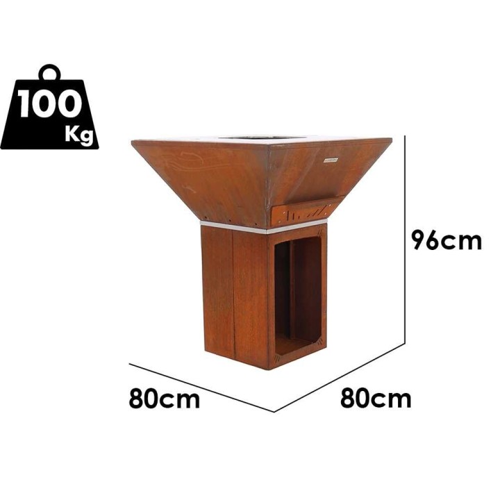 Colorado-puuhiiligrilli corten-teräksestä, 5 865 cm², 100 kg