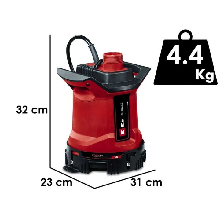 Einhell GE-DP 18/25 LL Li uppopumppu, 18 V, 7 000 l/h, puhtaalle ja likaiselle vedelle