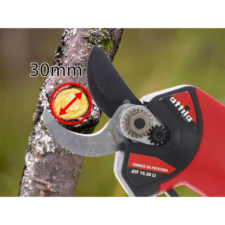 Attila ATF 15.30 LI akkukäyttöiset oksasakset, 30 mm, 2 × 14,4 V/1,5 Ah