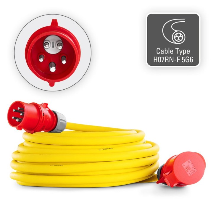 Ammattijatkokaapeli 20 m, 400 V, 32 A, 6 mm²