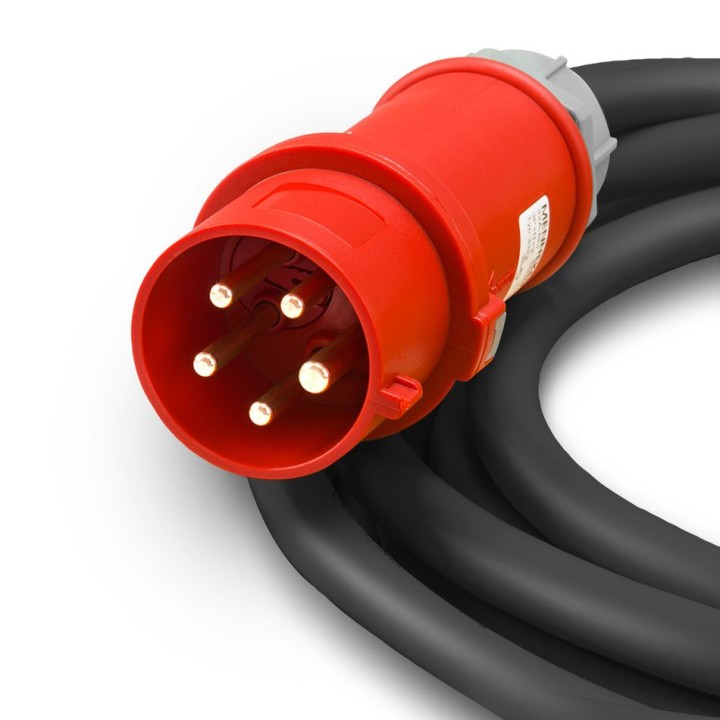 Ammattikäyttöön tarkoitettu voimavirtajatkokaapeli 6 m / 400 V / 6 mm²