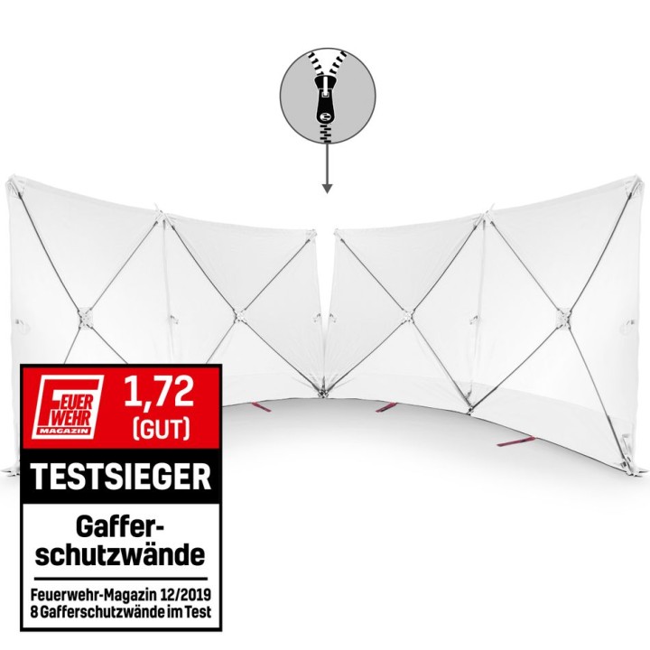 VarioScreen näkösuojaseinä 4 180 180 cm keskeltä jaettava valkoinen