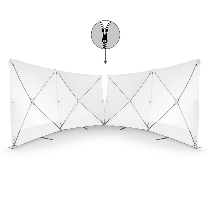 VarioScreen-näkösuojaseinä 4 × 180 × 180 cm, keskeltä jaettava, valkoinen