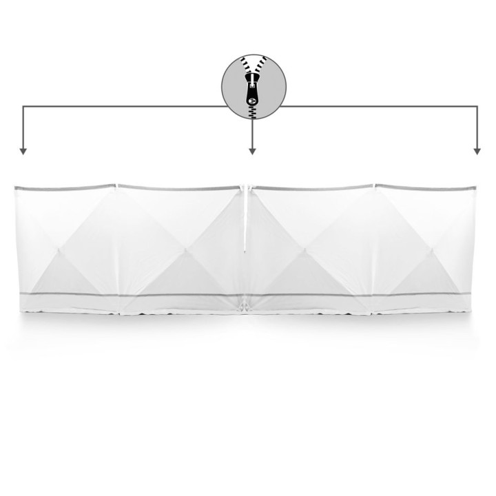VarioScreen-näkösuojaseinä 4 × 180 × 180 cm, keskeltä jaettava, valkoinen