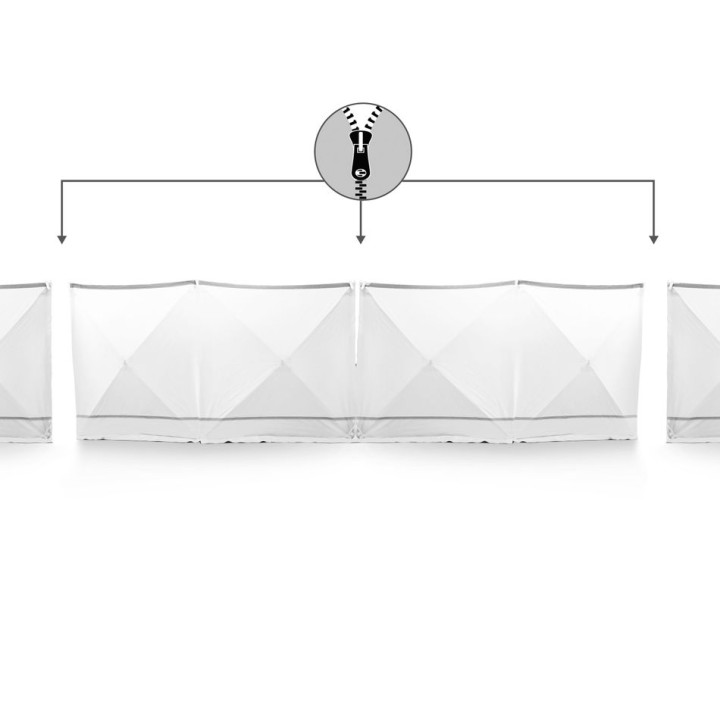 VarioScreen-näkösuojaseinä 4 × 180 × 180 cm, keskeltä jaettava, valkoinen