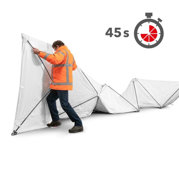 VarioScreen-näkösuojaseinä 4 × 180 × 180 cm, keskeltä jaettava, valkoinen