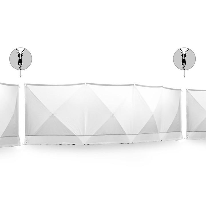 VarioScreen-näkösuojaseinä 4 × 180 × 180 cm, keskeltä jaettava, valkoinen