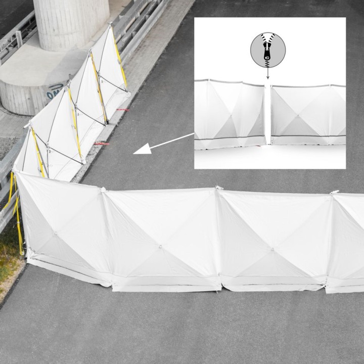 VarioScreen-näkösuojaseinä 4 × 180 × 180 cm, keskeltä jaettava, valkoinen