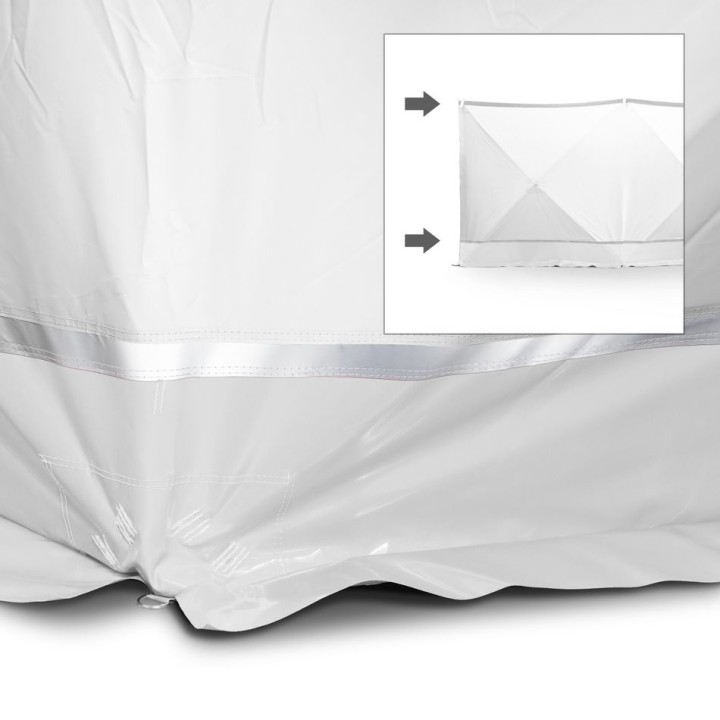 VarioScreen-näkösuojaseinä 4 × 180 × 180 cm, keskeltä jaettava, valkoinen