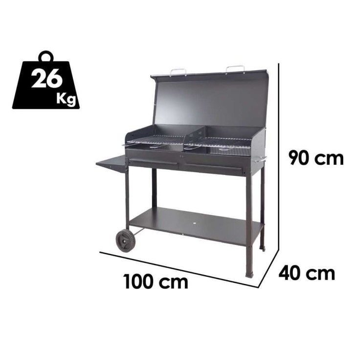 Mille Vanessa 2G hiiligrilli, 2 ritilää, 47,5 × 37 cm, kansi, 3 515 cm²