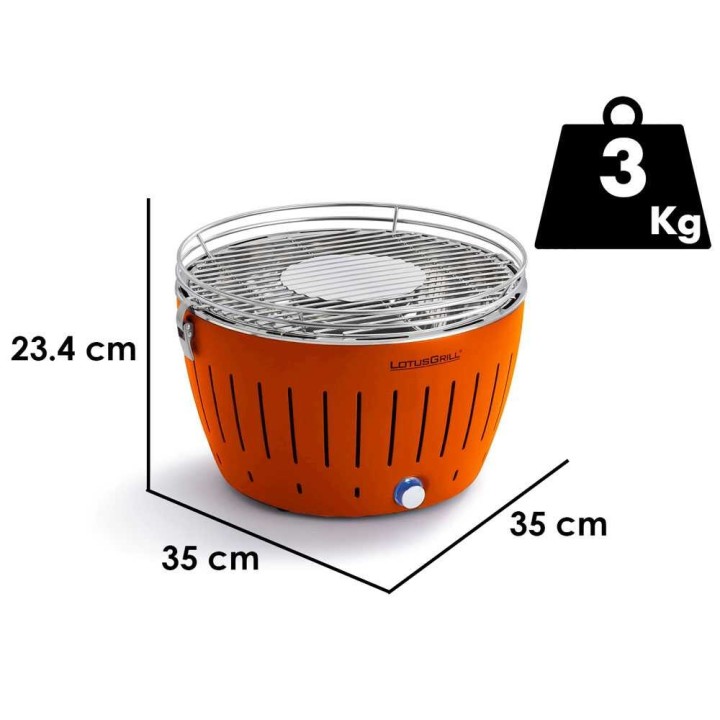 LotusGrill LG G34 U OR kannettava hiiligrilli, oranssi, 35 cm