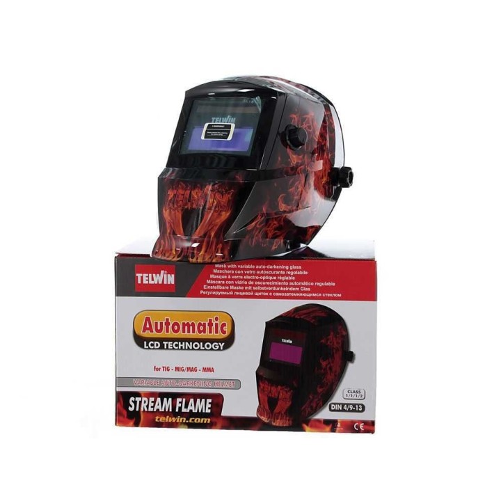 Telwin Stream Flame automaattinen hitsauskypärä, MMA, TIG ja MIG-MAG