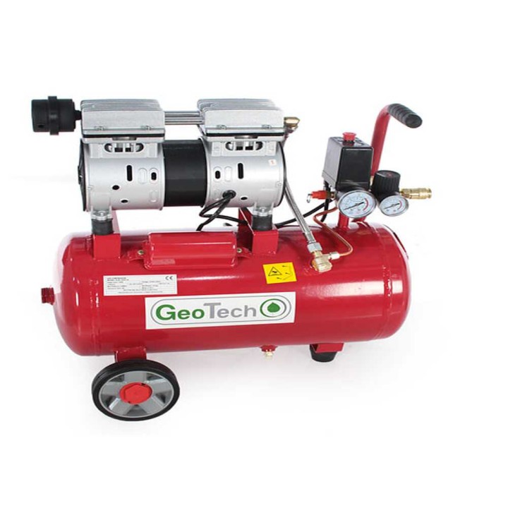 GeoTech S-AC 24.8.10 hiljainen öljytön kompressori, 24 l, 1 HP, 8 bar