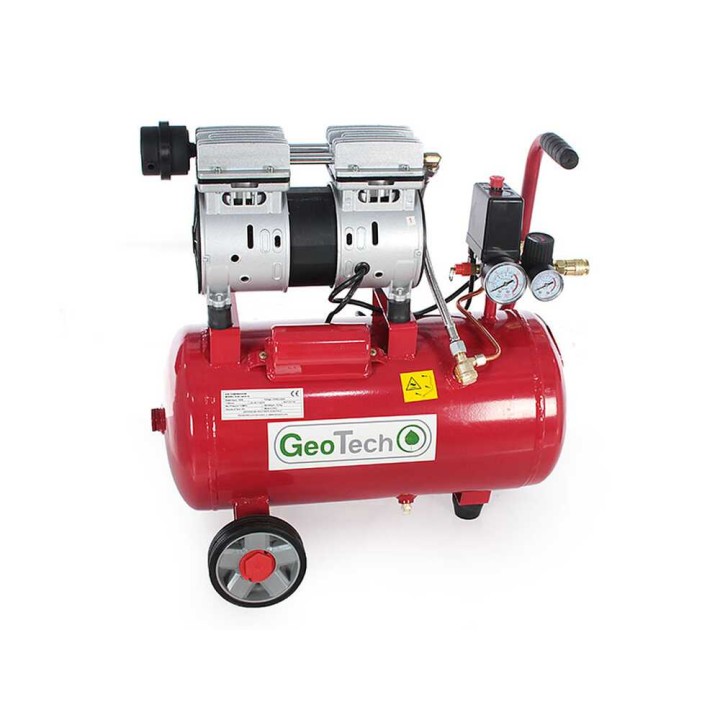 GeoTech S-AC 24.8.10 hiljainen öljytön kompressori, 24 l, 1 HP, 8 bar