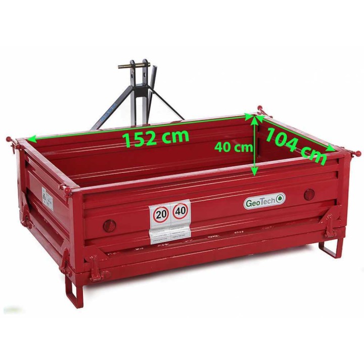 GeoTech TRP 160 kippaava kuljetuslava traktoriin, 600 kg, 160 cm