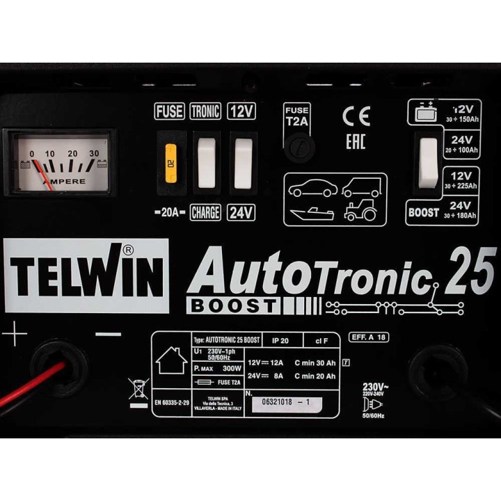 Telwin Autotronic 25 Boost akkulaturi ja ylläpitolaturi, 12/24 V, 300 W