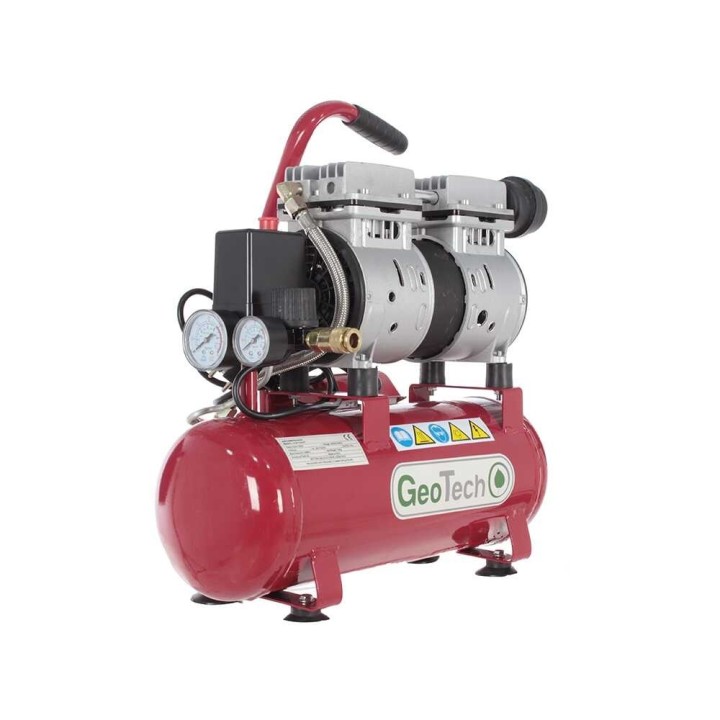 GeoTech S-AC-9-8-07 hiljainen öljytön kompressori, 0,7 HP, 8 l, 8 bar
