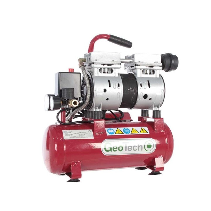 GeoTech S-AC-9-8-07 hiljainen öljytön kompressori, 0,7 HP, 8 l, 8 bar