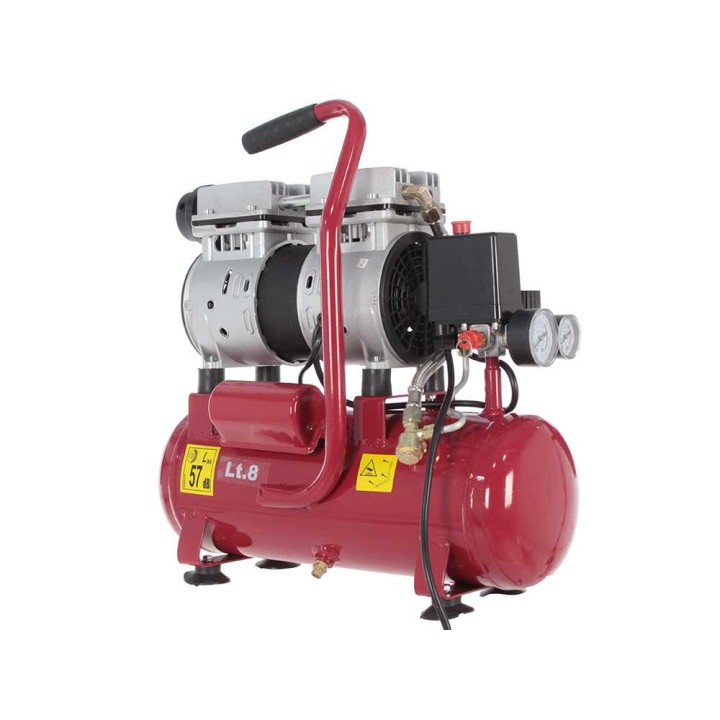 GeoTech S-AC-9-8-07 hiljainen öljytön kompressori, 0,7 HP, 8 l, 8 bar