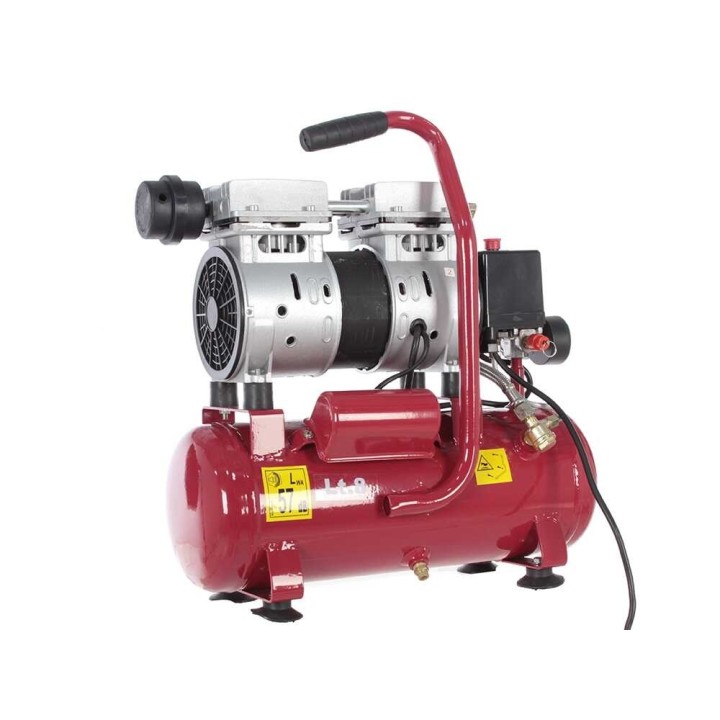 GeoTech S-AC-9-8-07 hiljainen öljytön kompressori, 0,7 HP, 8 l, 8 bar