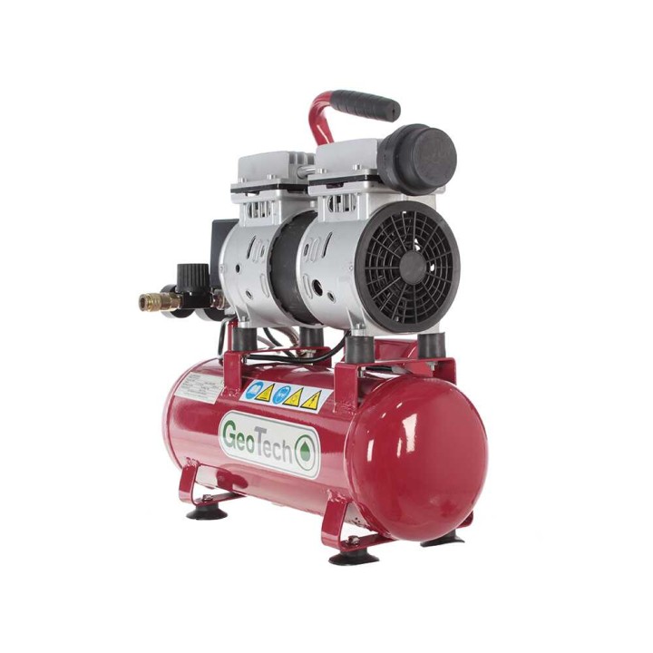 GeoTech S-AC-9-8-07 hiljainen öljytön kompressori, 0,7 HP, 8 l, 8 bar