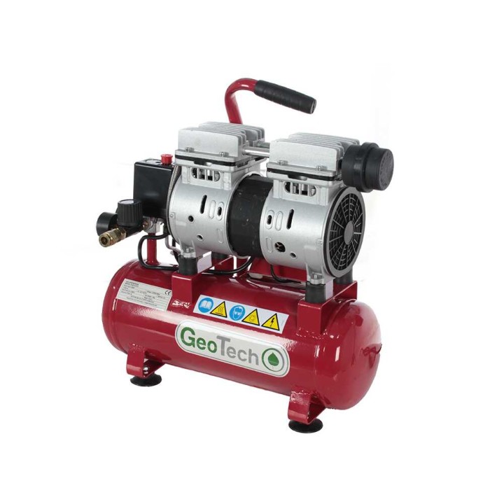 GeoTech S-AC-9-8-07 hiljainen öljytön kompressori, 0,7 HP, 8 l, 8 bar