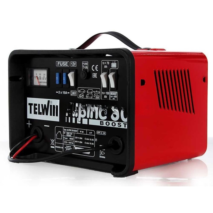 Telwin Alpine 30 Boost -akkulaturi, 800 W, 12/24 V, 15–400 Ah