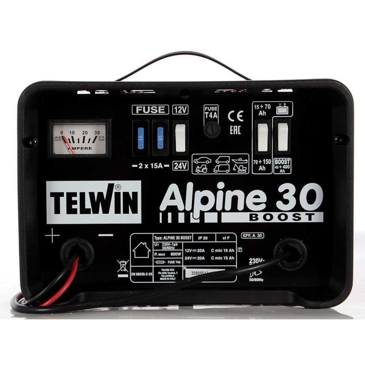 Telwin Alpine 30 Boost -akkulaturi, 800 W, 12/24 V, 15–400 Ah