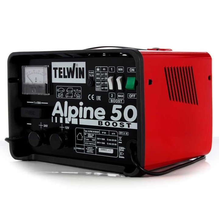 Telwin Alpine 50 Boost akkulaturi, 12/24 V, 1 000 W, WET-akuille