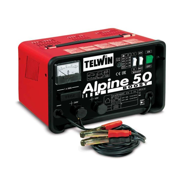 Telwin Alpine 50 Boost akkulaturi, 12/24 V, 1 000 W, WET-akuille