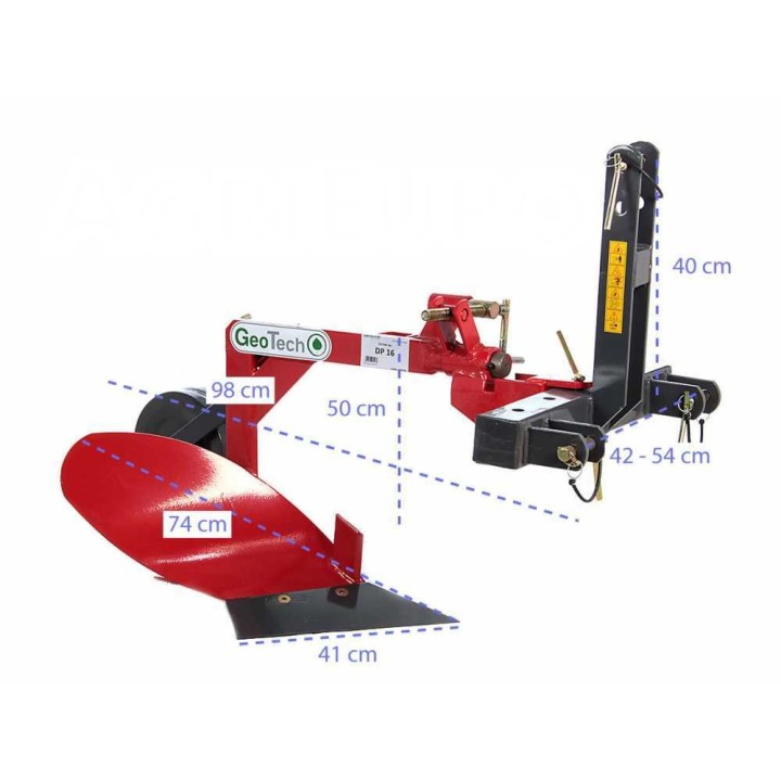 GeoTech DP16 yksiteräinen aura, 41 cm, pienille traktoreille